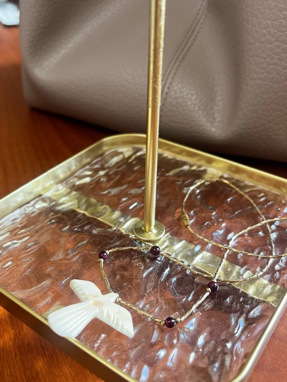 Gold Jewelry Stand with Marble Base - Elegant Jewelry Organizer